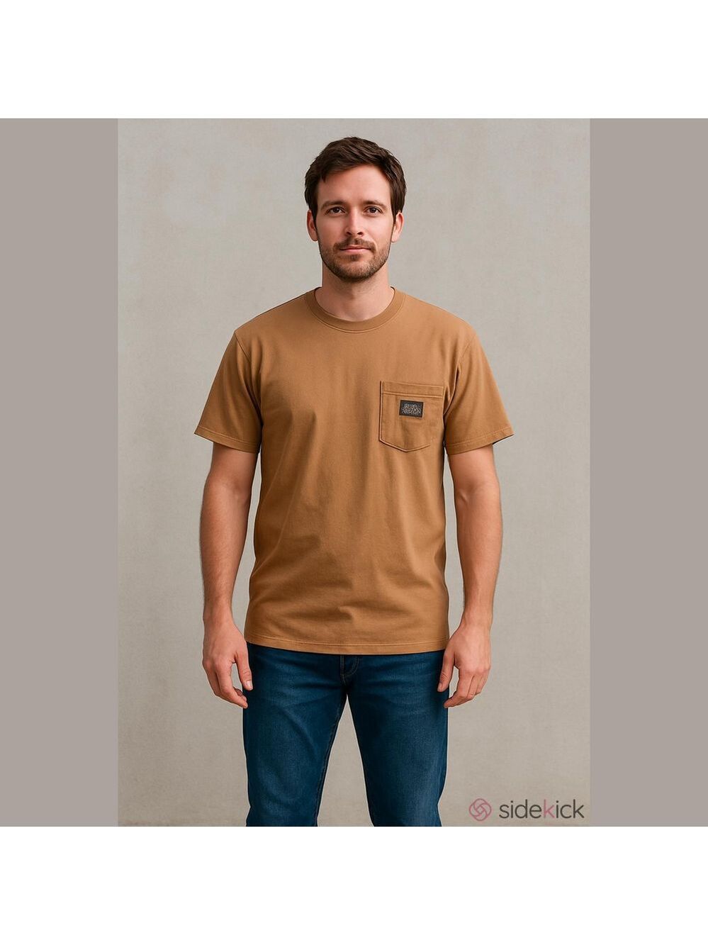 Roark Pignoli Brown Label Pocket Tee Size Small